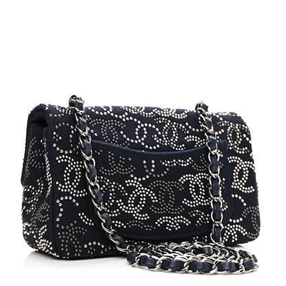 Chanel Canvas Studded Mini Rectangular Flap Navy 3 of 11
