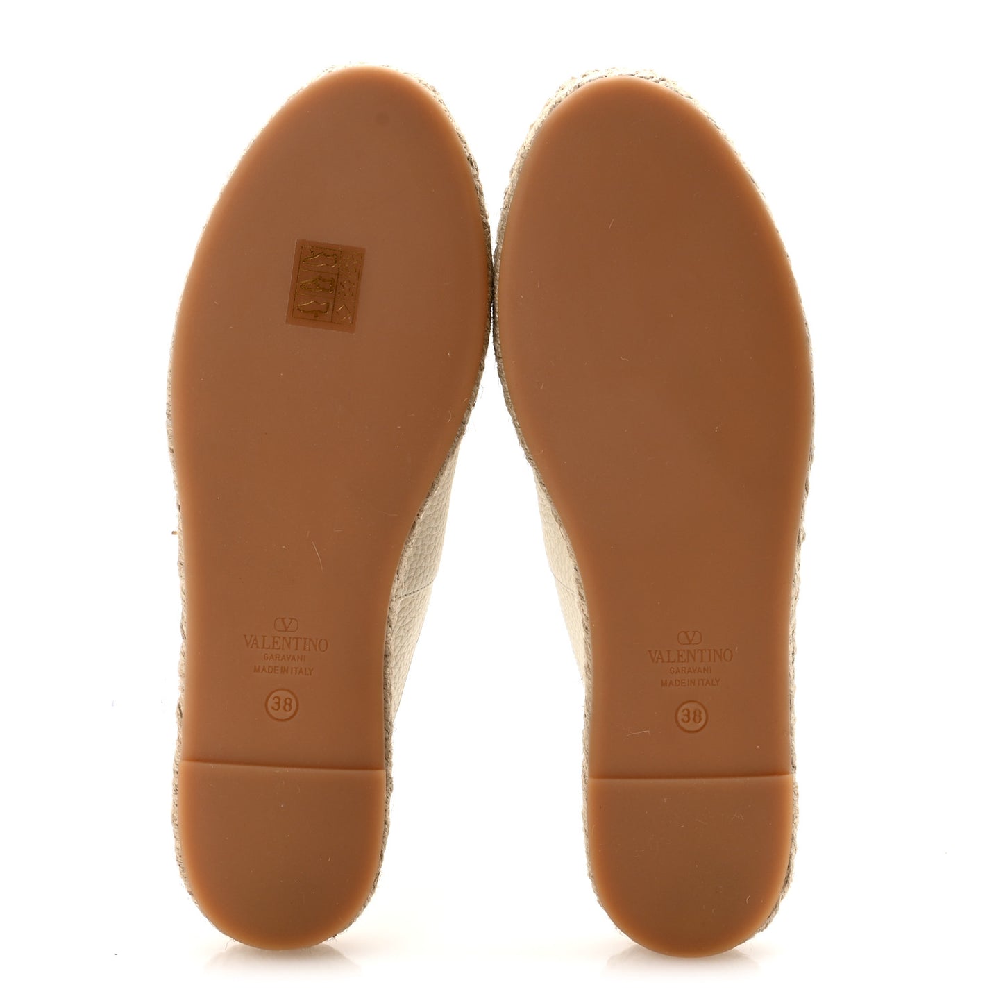 Pebbled Calfskin Vlogo Espadrille Mules 38 Light Ivory