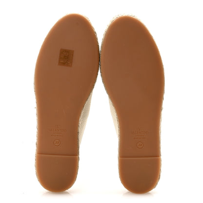 Valentino Garavani Pebbled Calfskin Vlogo Espadrille Mules 38 Light Ivory 6 of 10