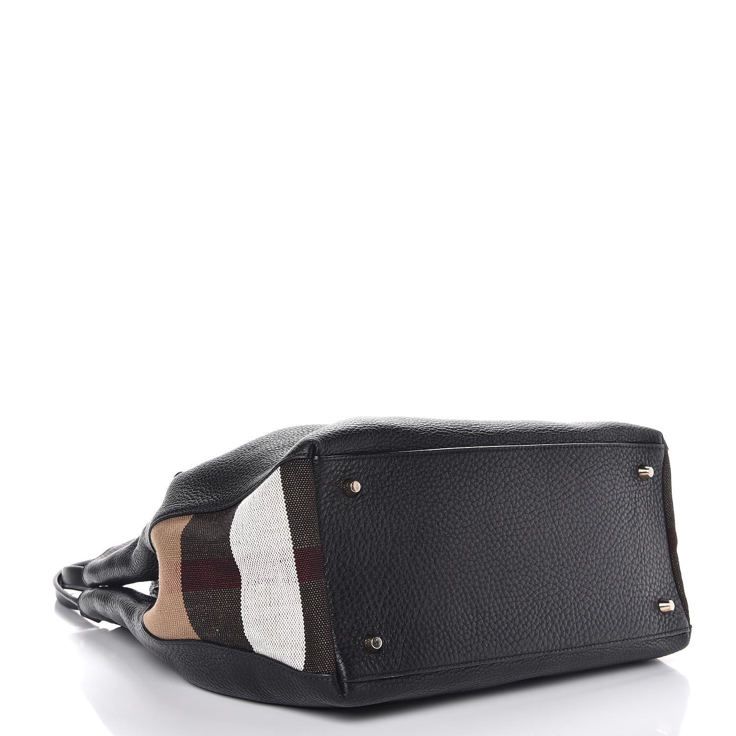 Burberry Grainy Calfskin House Check Medium Maidstone Black 4 of 8