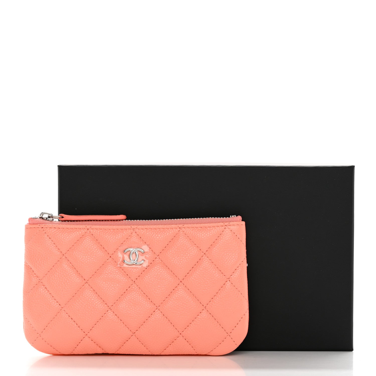 Chanel Caviar Quilted Small Cosmetic Case Coral 8 of 8