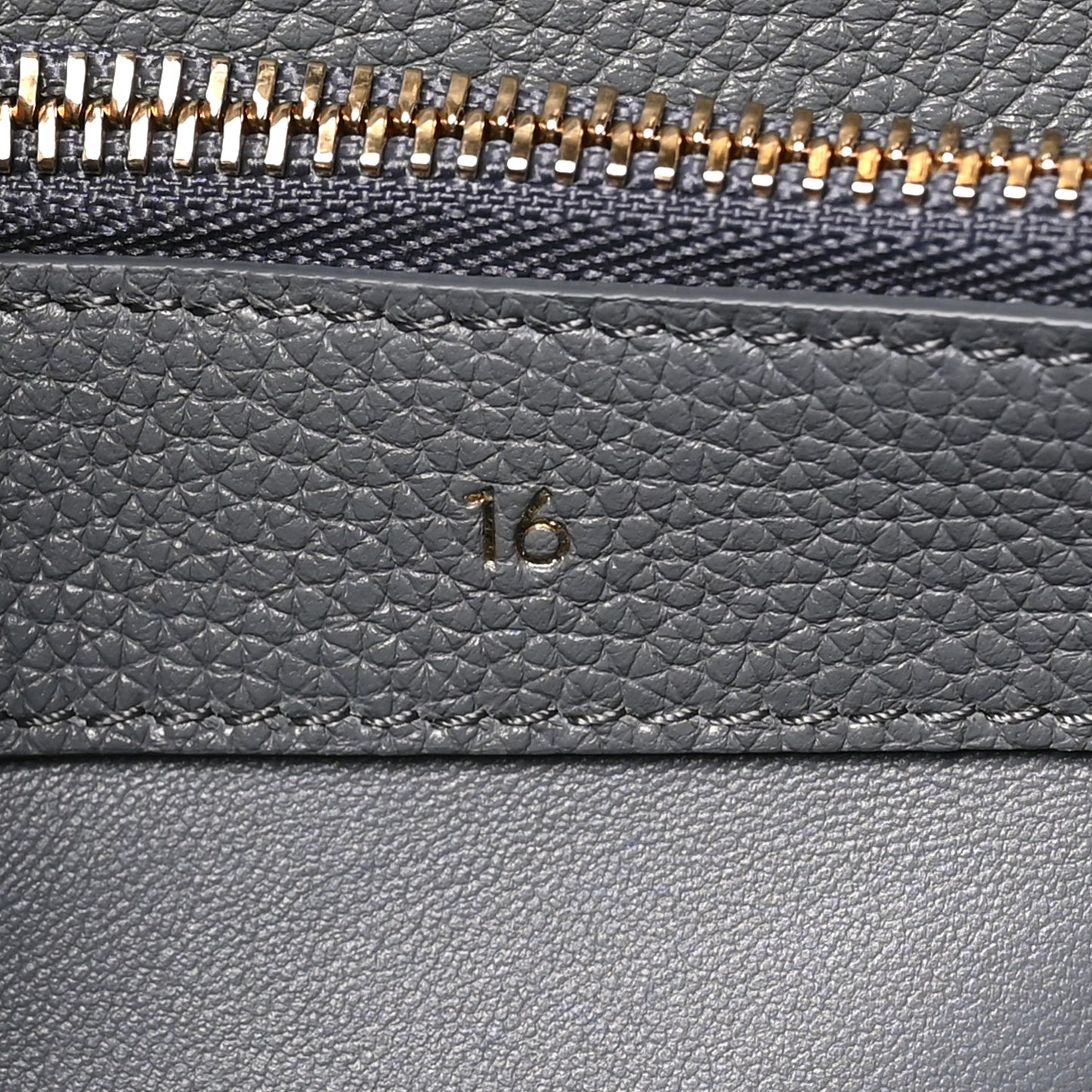 Grained Calfskin Small 16 Top Handle Bag Medium Grey