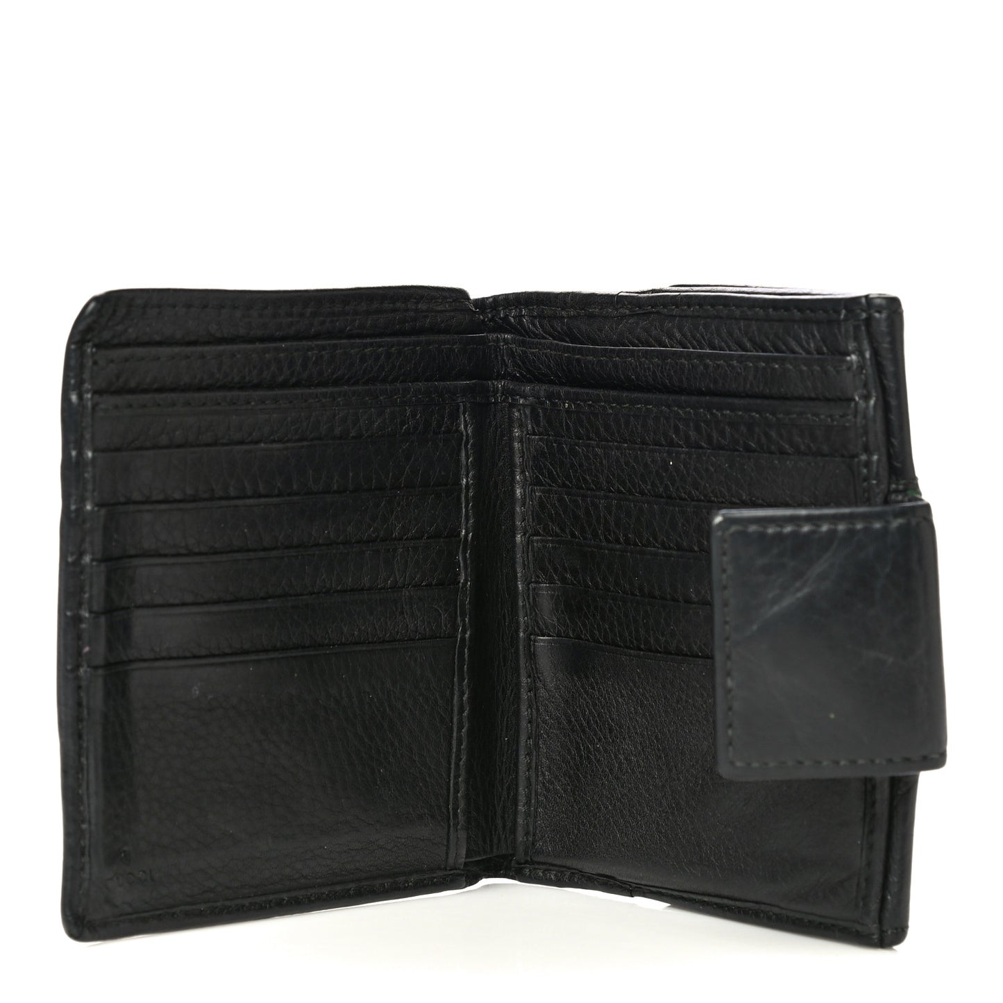 Calfskin Web Horsebit French Flap Wallet Black