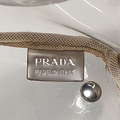 Prada Canvas Plexiglass Frame Crystal Kiss Lock Bag Naturale 6 of 10