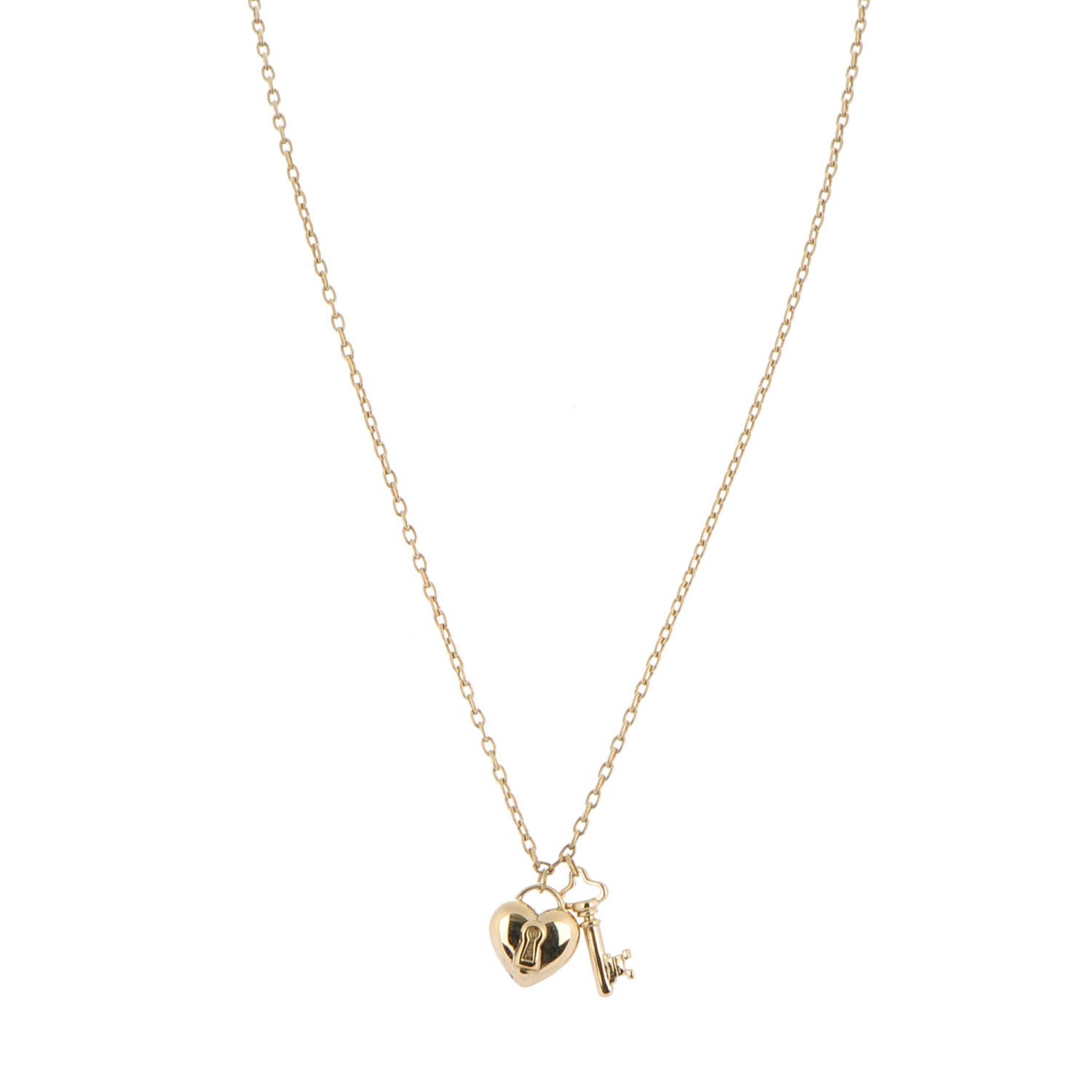 Tiffany 18K Yellow Gold Heart Lock Pendant Necklace 1 of 5