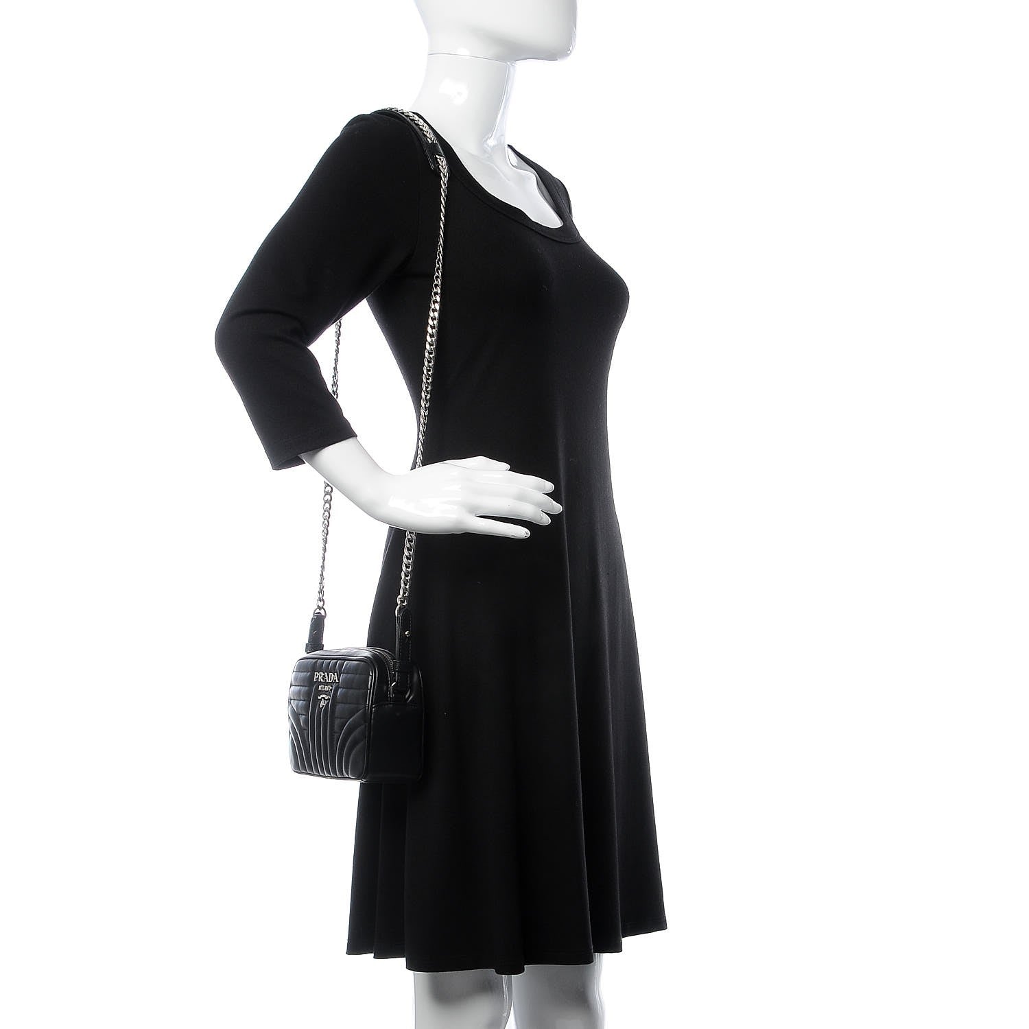 Prada Soft Calfskin Diagramme Crossbody Bag Black 2 of 8