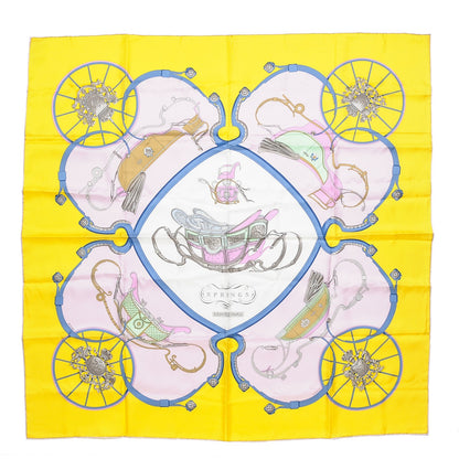Hermes Silk Springs Scarf 90 Jaune Citron Parme Blanc 1 of 8