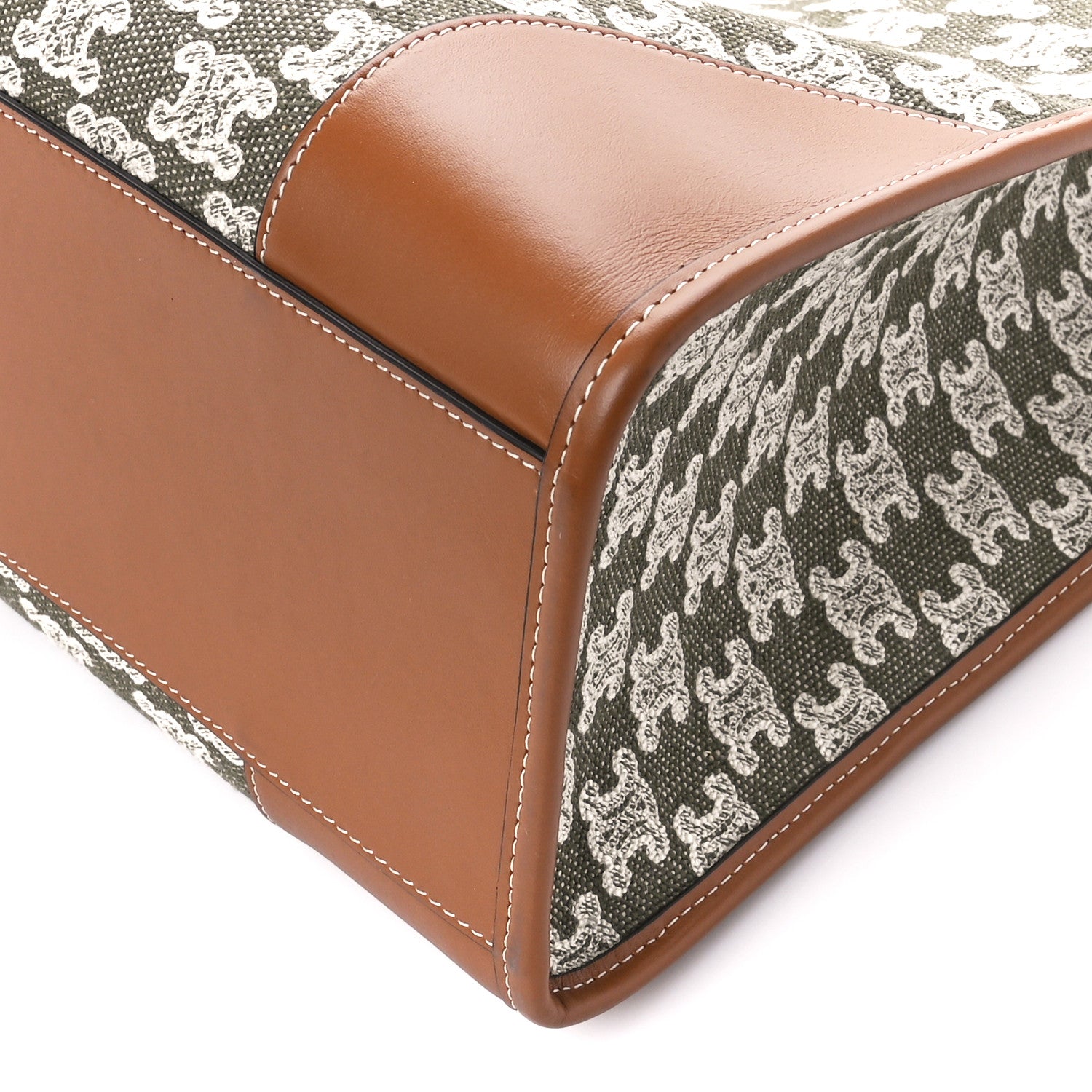 Celine Canvas Calfskin Triomphe Embroidered Horizontal Cabas Green 12 of 12