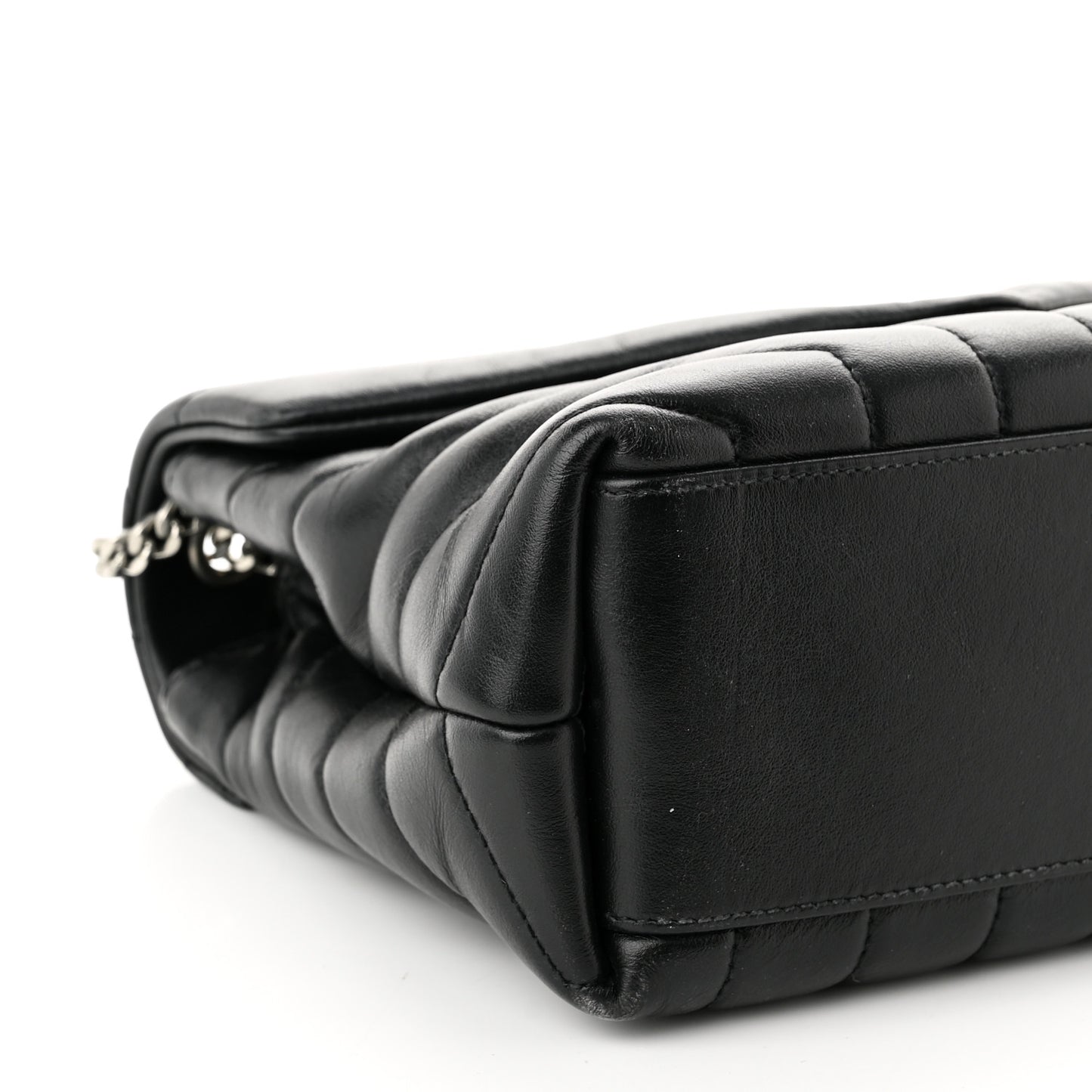 Calfskin Y Quilted Monogram Small Loulou Chain Satchel Black
