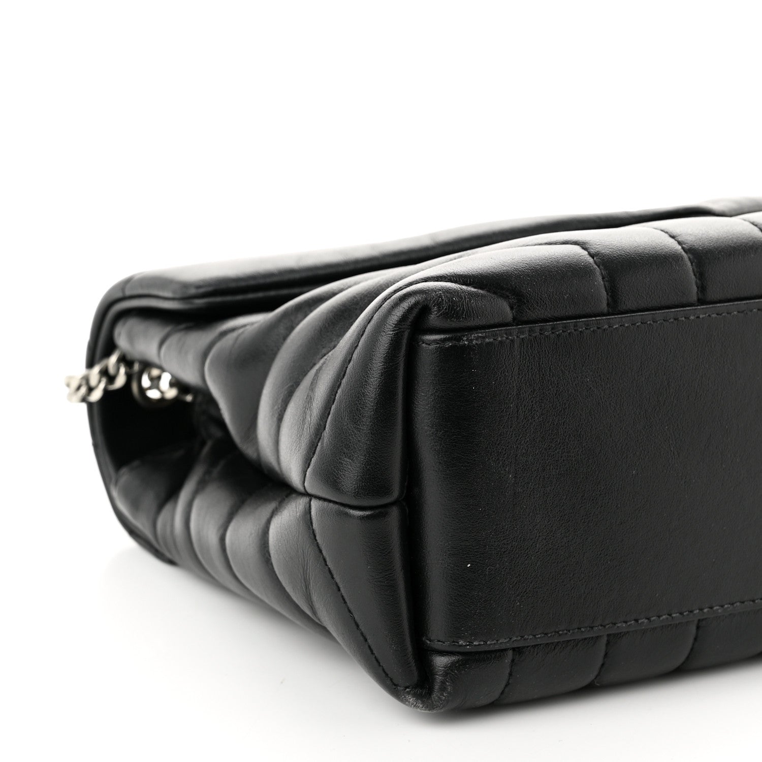 Saint Laurent Calfskin Y Quilted Monogram Small Loulou Chain Satchel Black 9 of 10