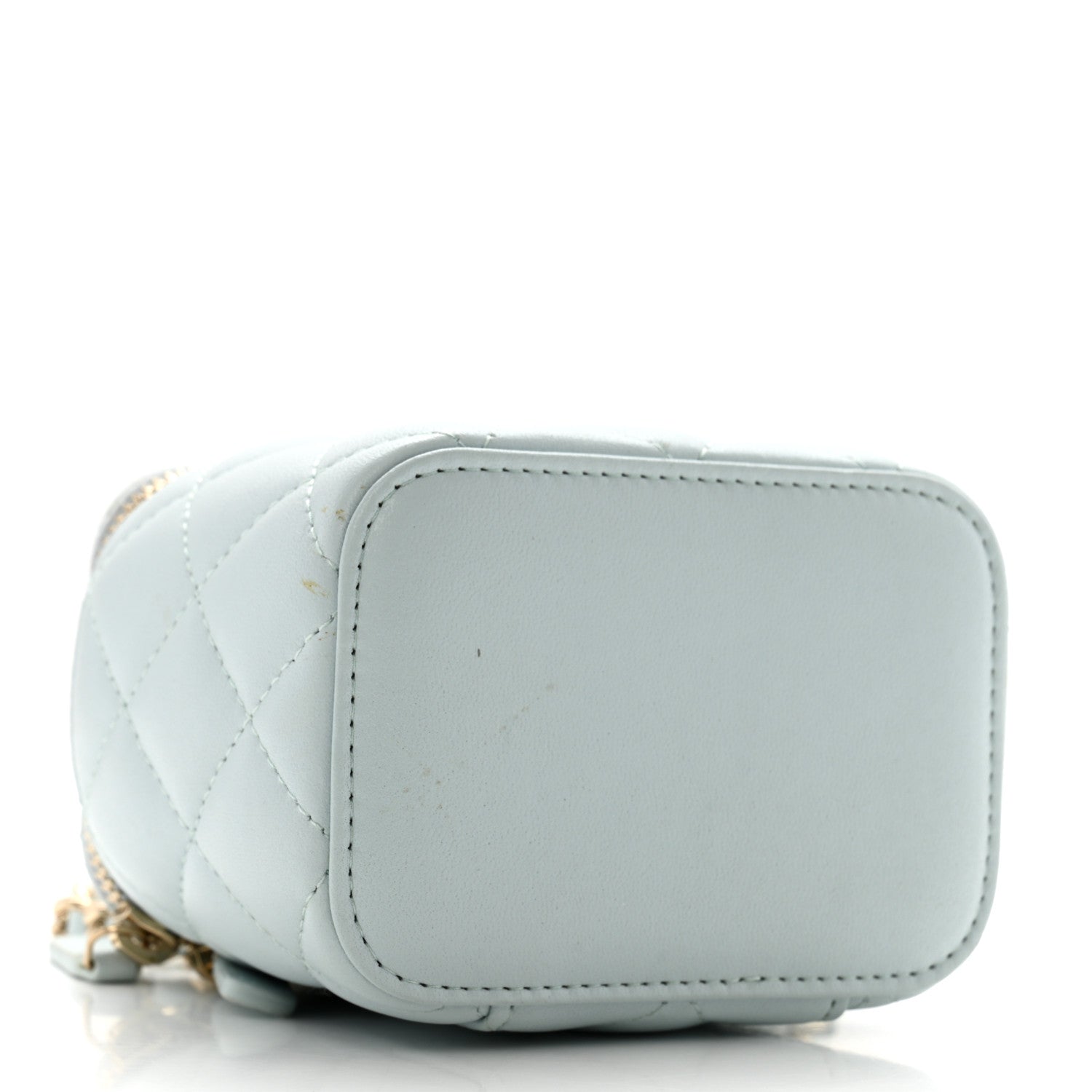 Chanel Lambskin Quilted Top Handle Mini Vanity Case With Chain Light Blue 4 of 12