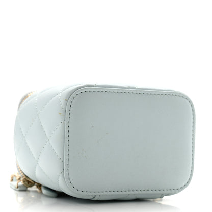 Chanel Lambskin Quilted Top Handle Mini Vanity Case With Chain Light Blue 4 of 12