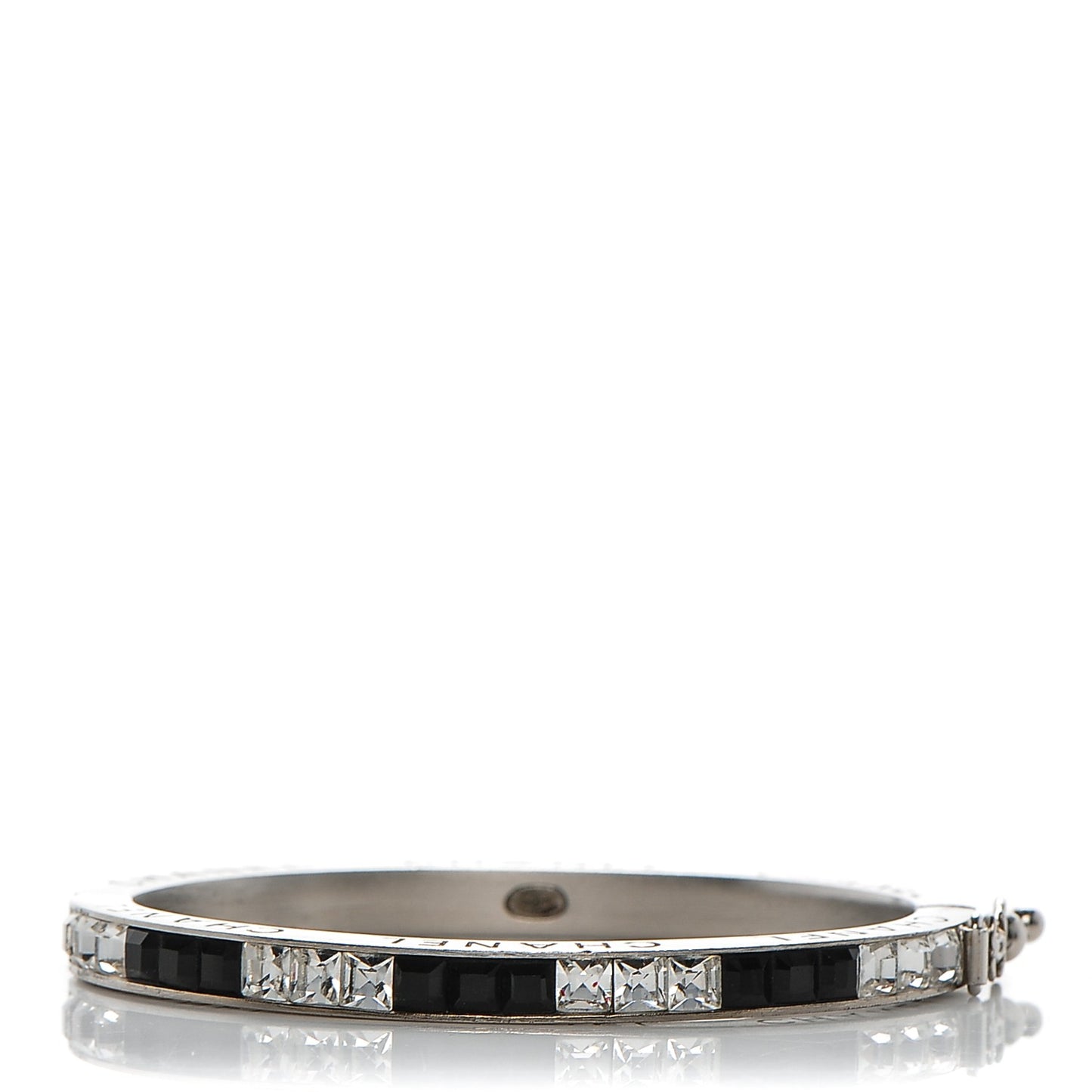 Baguette Crystal Bangle Silver Black