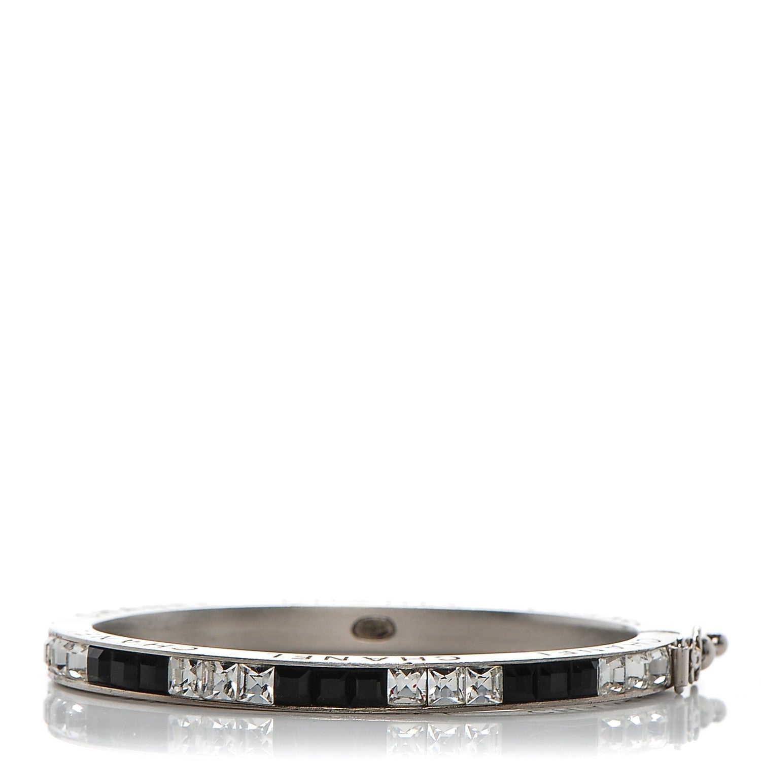 Chanel Baguette Crystal Bangle Silver Black 1 of 6