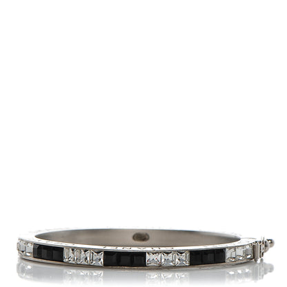 Chanel Baguette Crystal Bangle Silver Black 1 of 6