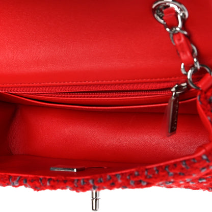 Chanel Tweed Quilted Mini Rectangular Flap Red Grey 5 of 9