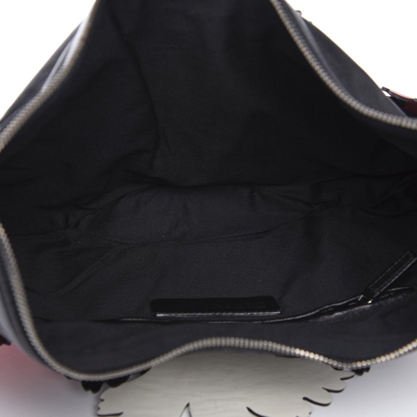 Lambskin Applique Lotus Flower De Manta Clutch Black Red