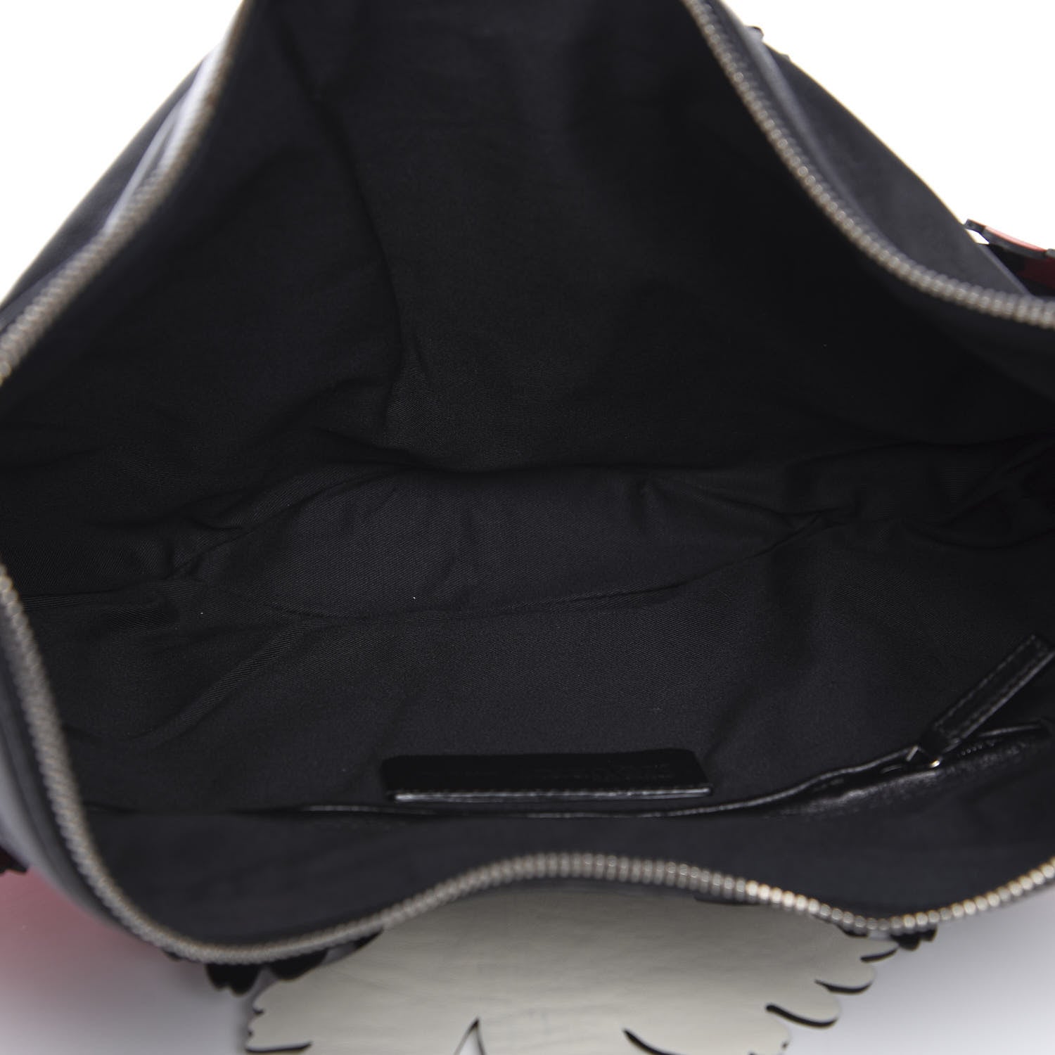 Alexander McQueen Lambskin Applique Lotus Flower De Manta Clutch Black Red 4 of 8