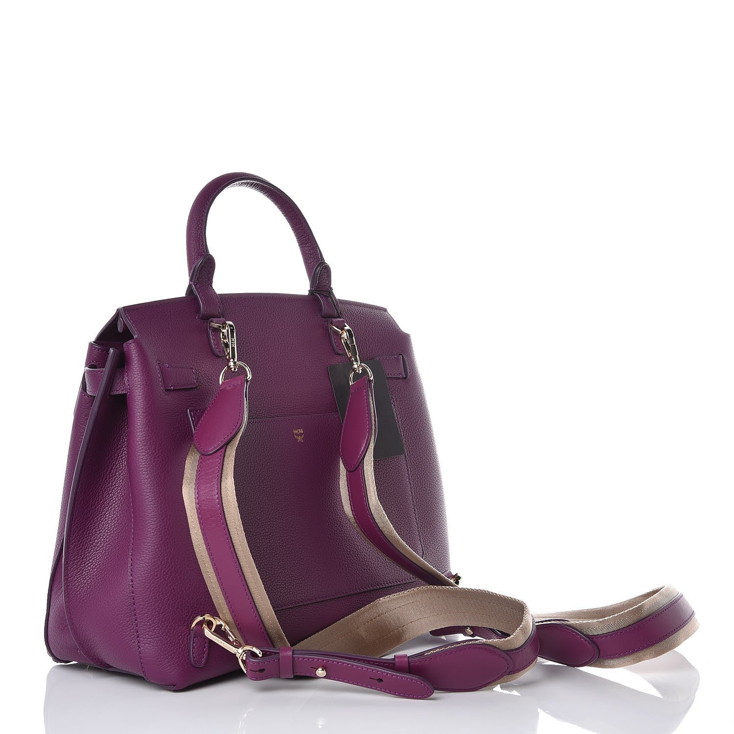 MCM Grained Calfskin Large Milla Convertible Backpack Mystic Purple 4 of 8