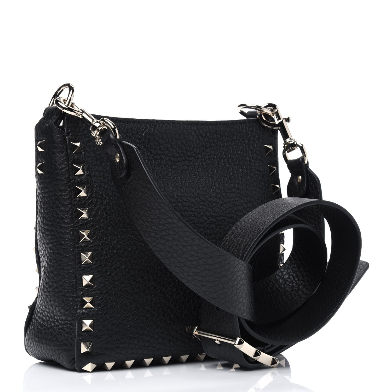 Valentino Garavani Pebbled Calfskin Mini Rockstud Flip-Lock Messenger Bag Black 3 of 11