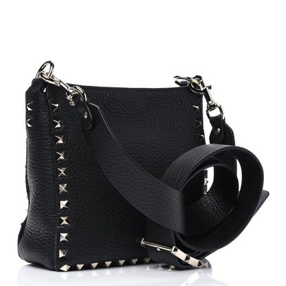 Valentino Garavani Pebbled Calfskin Mini Rockstud Flip-Lock Messenger Bag Black 3 of 11
