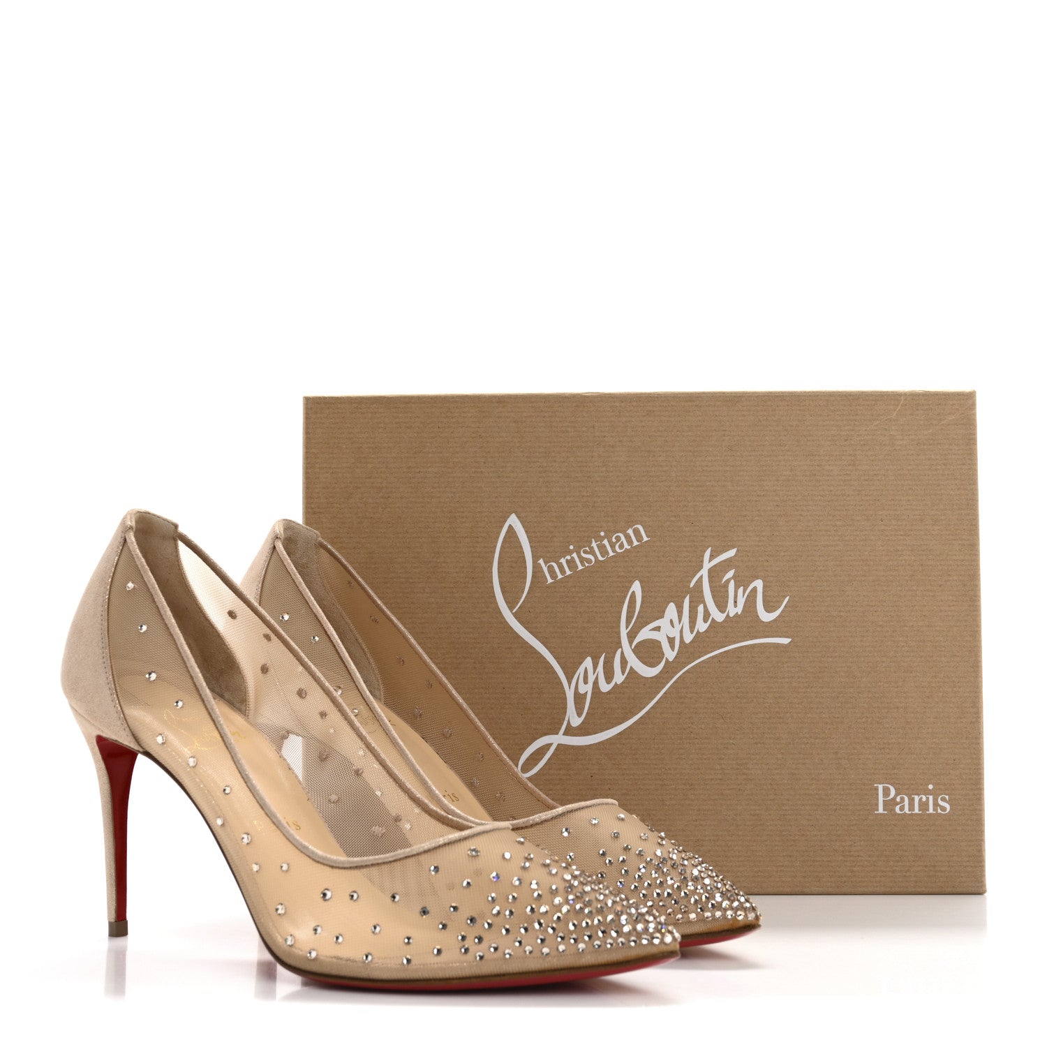 Christian Louboutin Suede Lame Crystal Strass Follies 85 Pumps 40 Light Silk 10 of 10