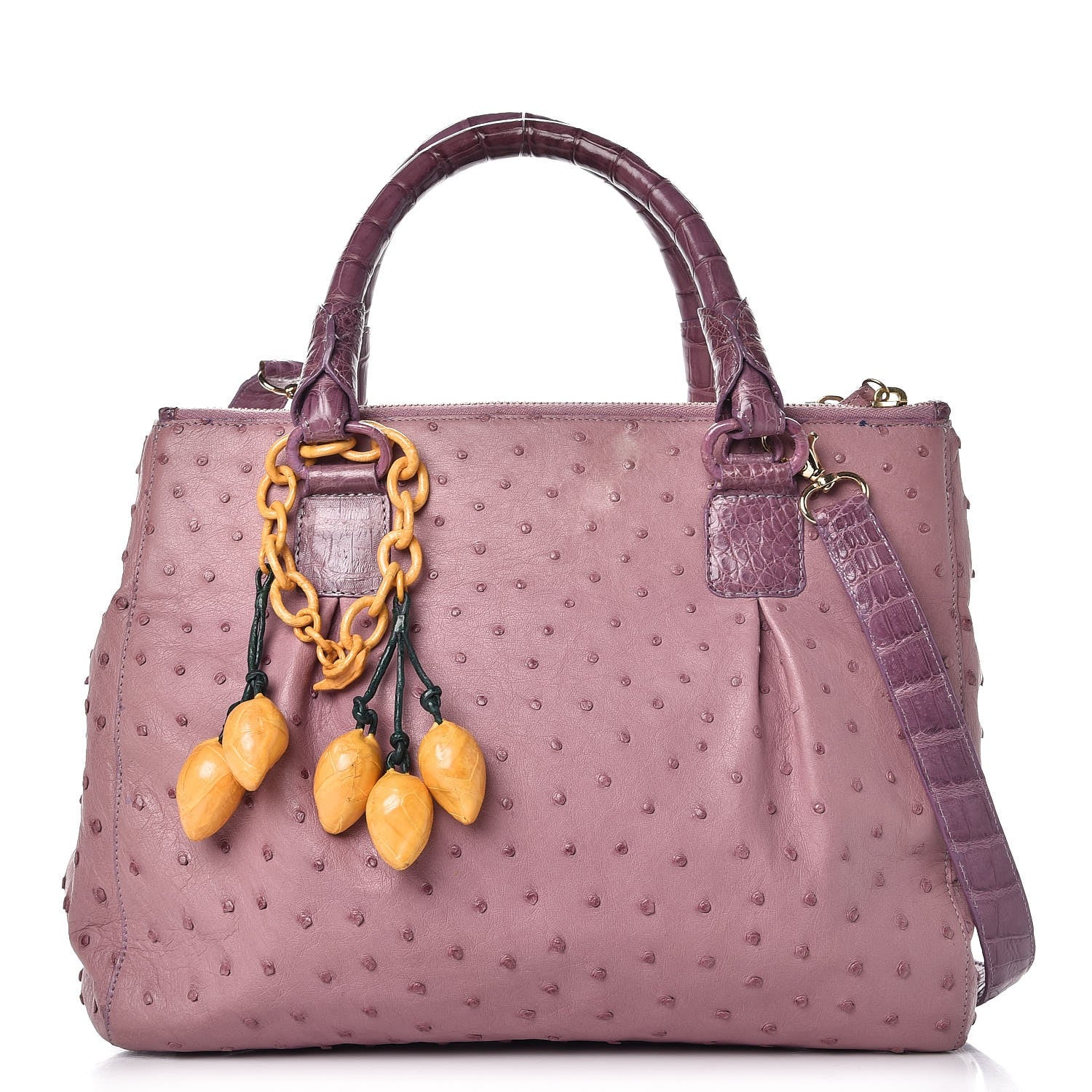 Nancy Gonzalez Ostrich Crocodile Mango Tote Purple 1 of 10