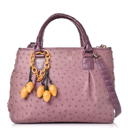 Nancy Gonzalez Ostrich Crocodile Mango Tote Purple 1 of 10