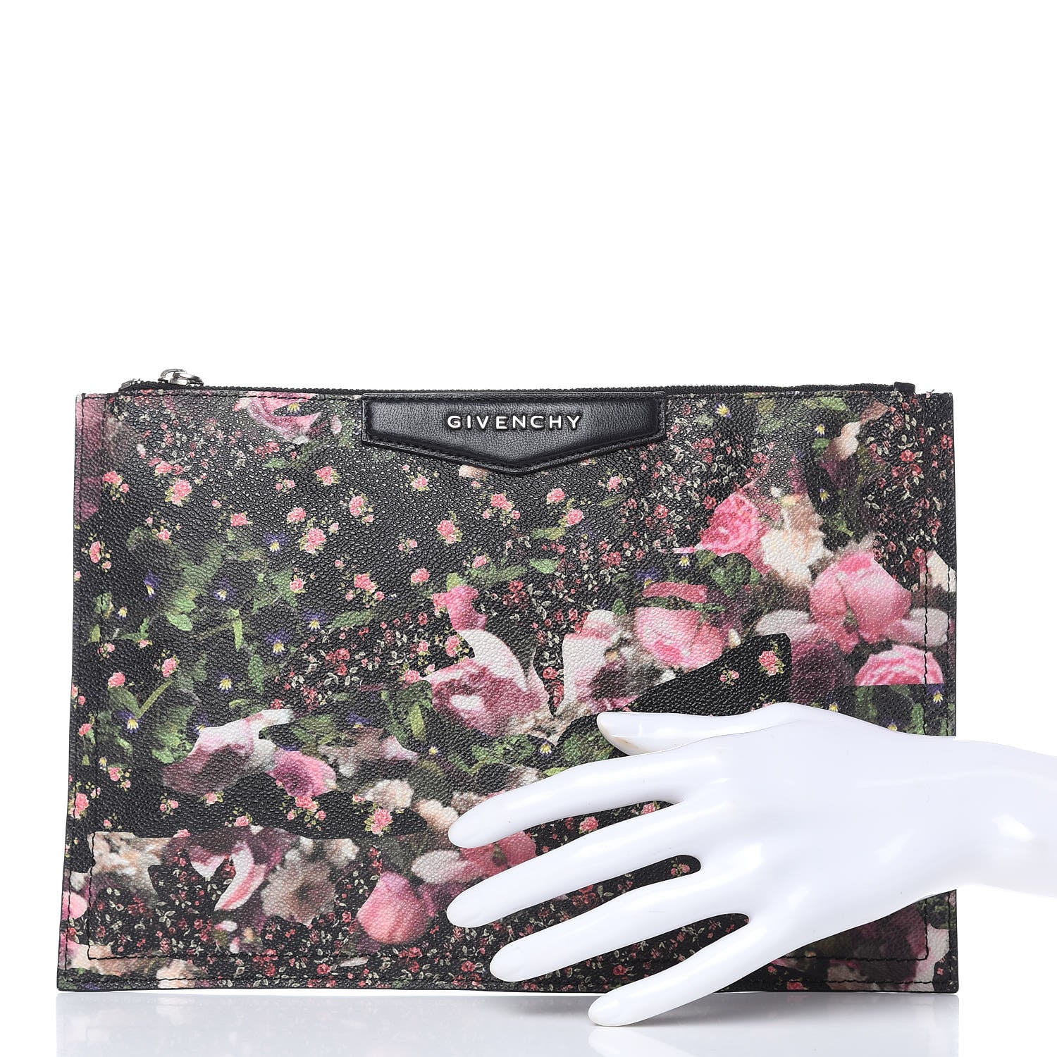 Givenchy Coated Canvas Roses Camouflage Print Medium Antigona Zip Pouch Black 2 of 8