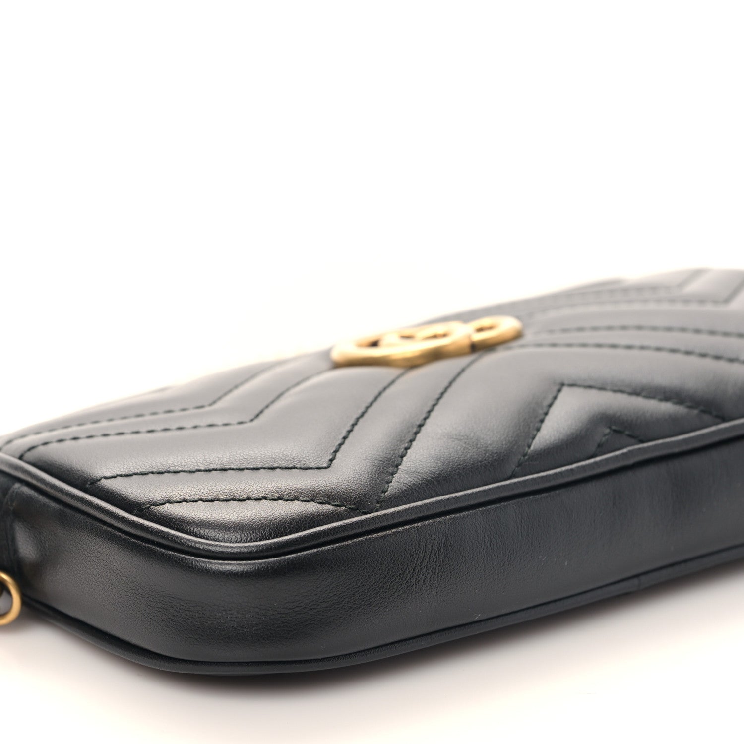 Gucci Calfskin Matelasse Mini GG Marmont Chain Crossbody Bag Black 8 of 10