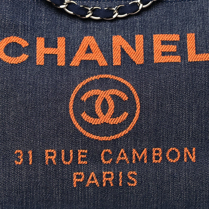 Chanel Denim Medium Deauville Tote Blue Orange 8 of 17