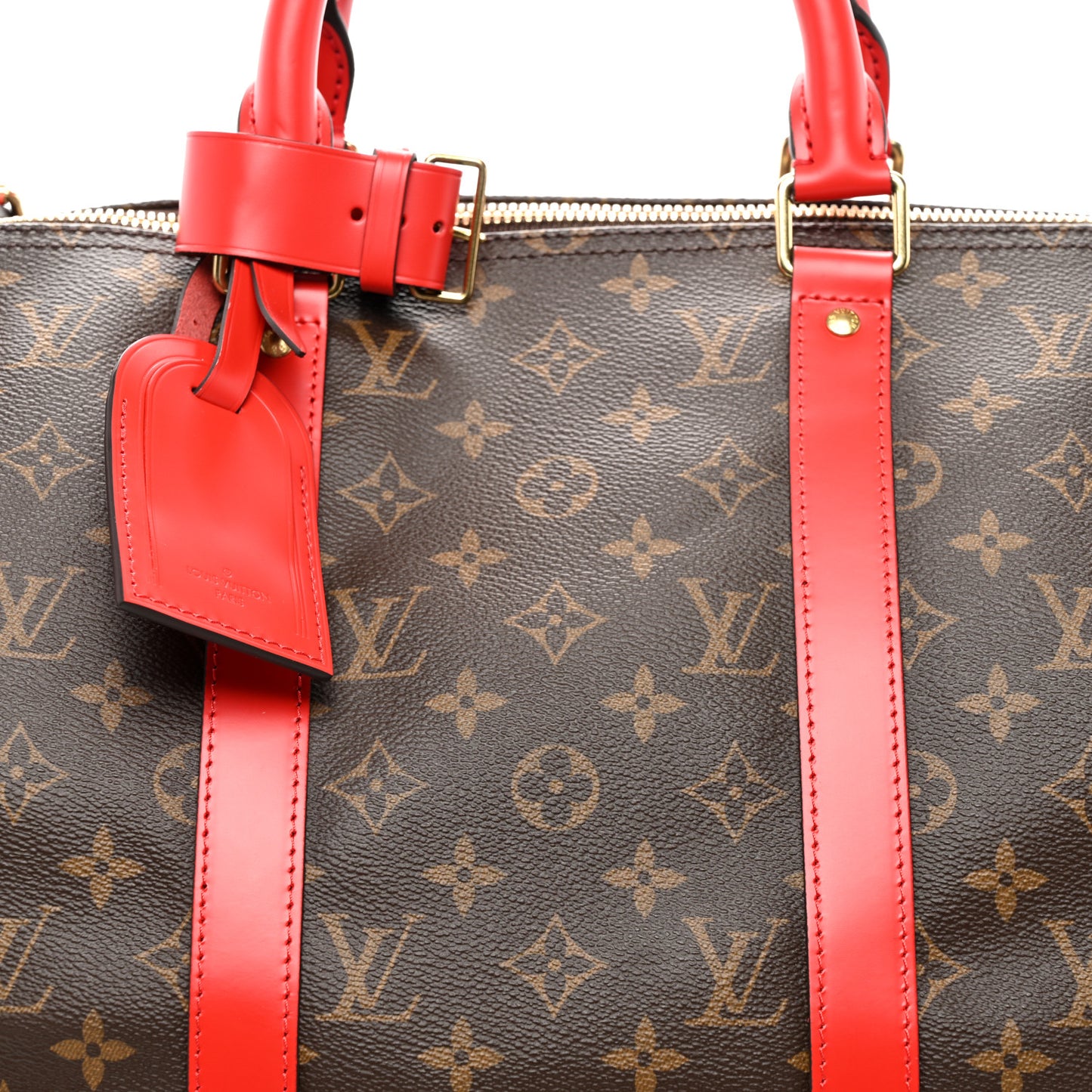 Calfskin Monogram Keepall Bandouliere 50 Coquelicot