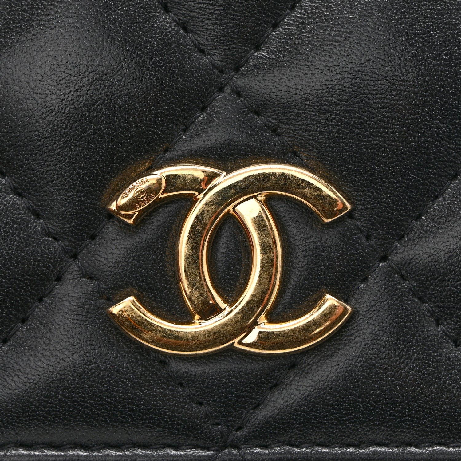 Chanel Lambskin Resin Quilted Mini Wallet On Chain WOC Black 12 of 12