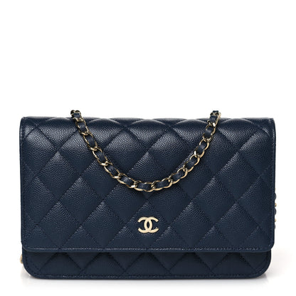 Chanel Caviar Quilted Wallet on Chain WOC Navy Blue 1 of 11