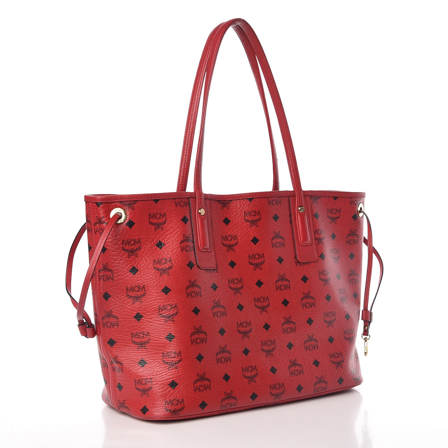 MCM Visetos Medium Liz Reversible Shopper Tote Ruby Red 4 of 12