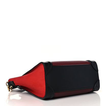 Celine Drummed Calfskin Nubuck Nano Tri-Color Luggage Burgundy 4 of 9