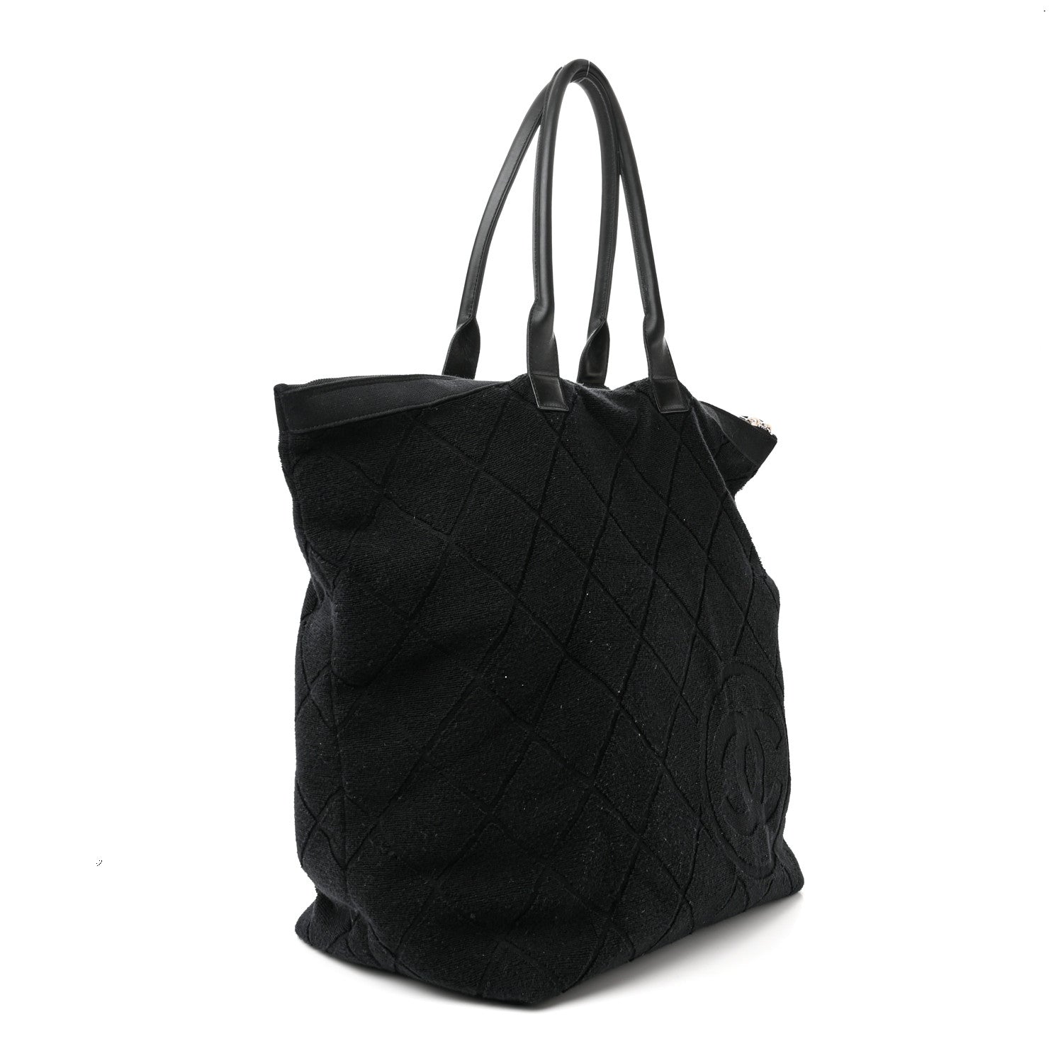 Chanel Terry Cotton CC Beach Tote Set Black 4 of 13