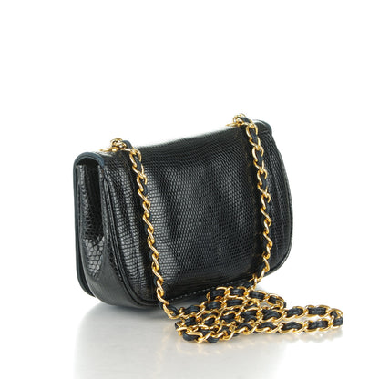 Chanel Lizard Mini Flap Shoulder Bag Navy 3 of 8