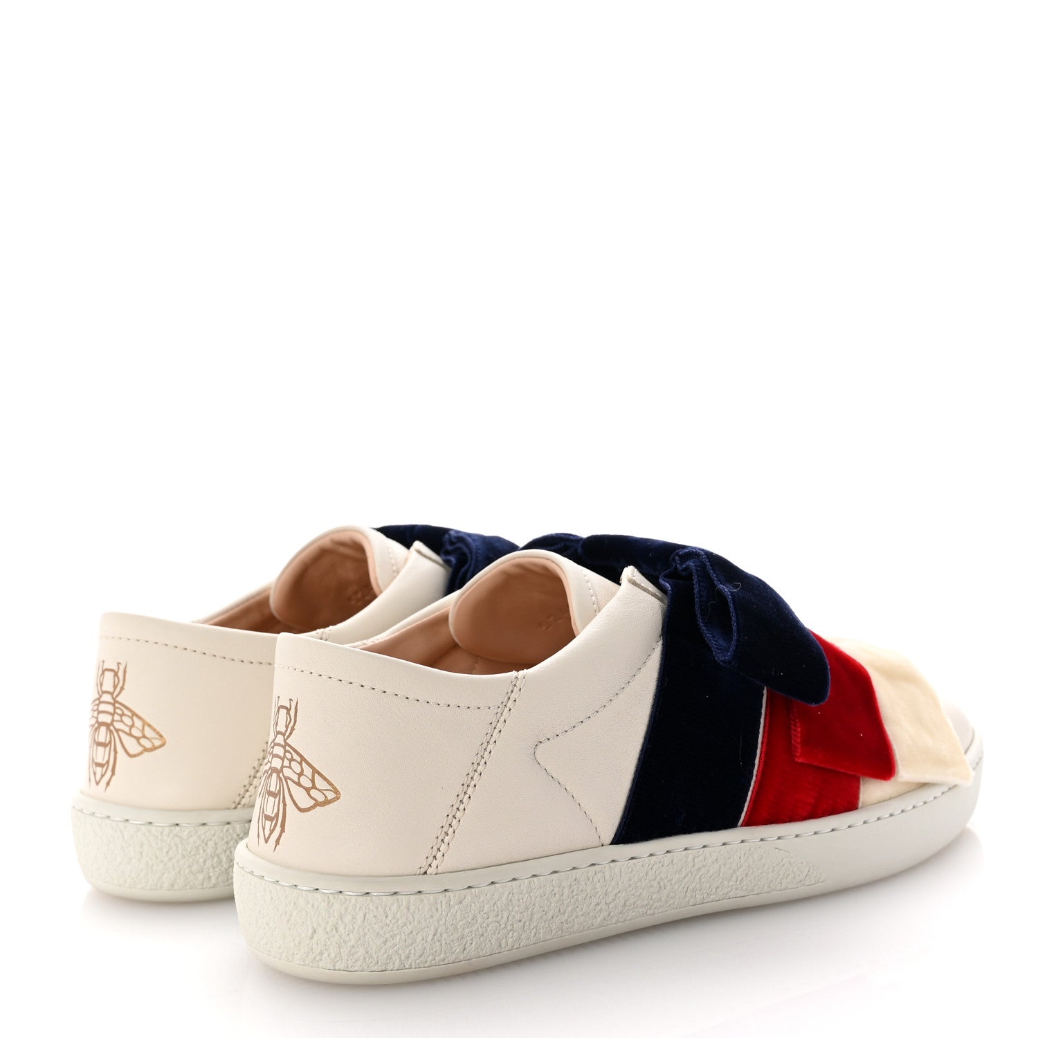 Gucci Calfskin Womens Velvet Bow Ace Sneakers 35.5 White 5 of 11