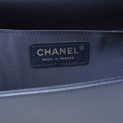 Chanel Metallic Caviar Quilted Medium Boy Flap Navy 6 of 11