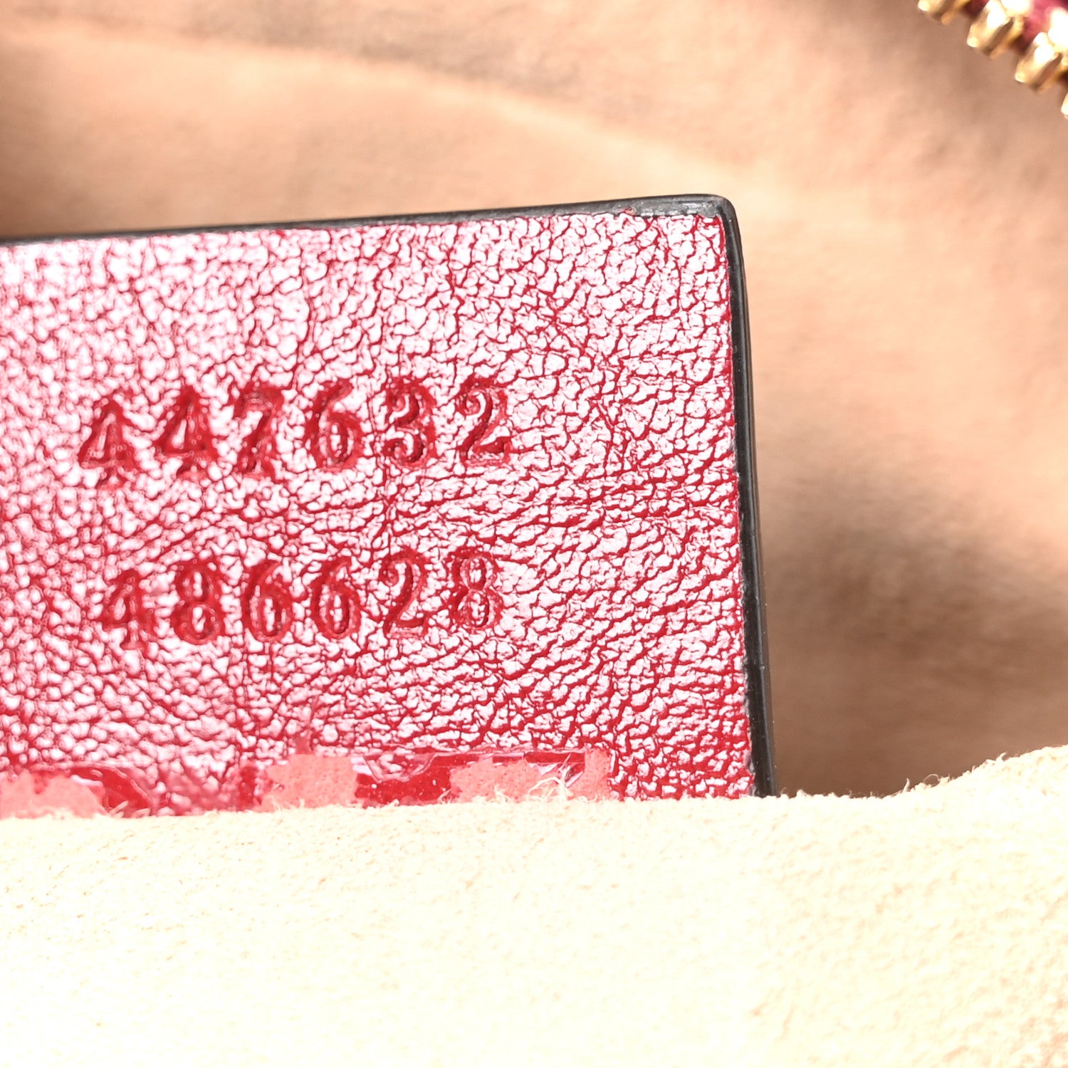 Gucci Monogram Azalea Calfskin Matelasse Diagonal Small GG Marmont Chain Shoulder Bag Beige Ebony New Cherry Red 7 of 11