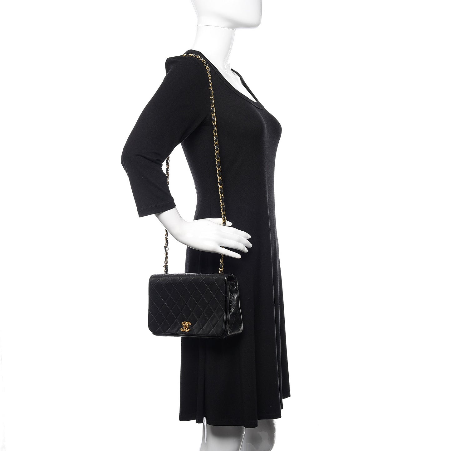 Lambskin Quilted Small Single Flap Bag Black