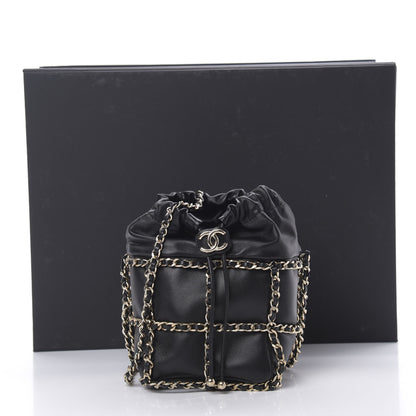 Chanel Lambskin Bucket Chain Drawstring Bag Black 11 of 11