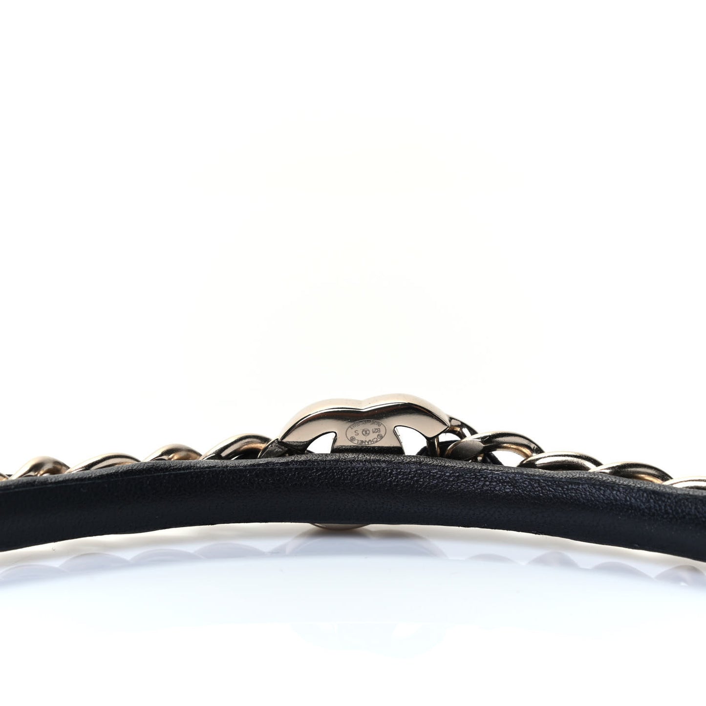 Metal Lambskin CC Turnlock Chain Headband Gold Black