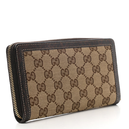 Gucci Monogram Calfskin Bamboo Tassel Zip Around Wallet Beige Ebony Chocolate 3 of 6