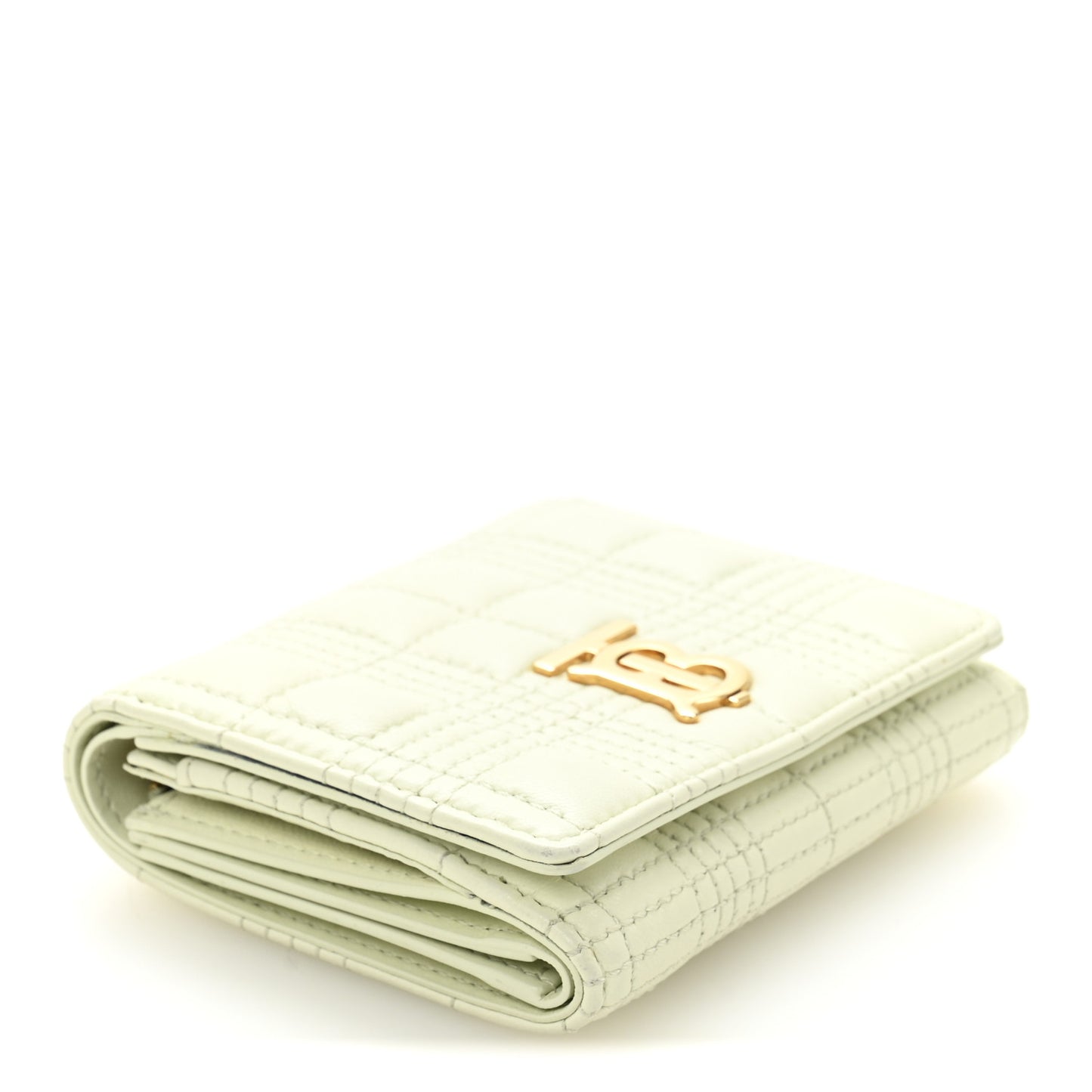 Lambskin Quilted Small Lola Folding Wallet Pistachio