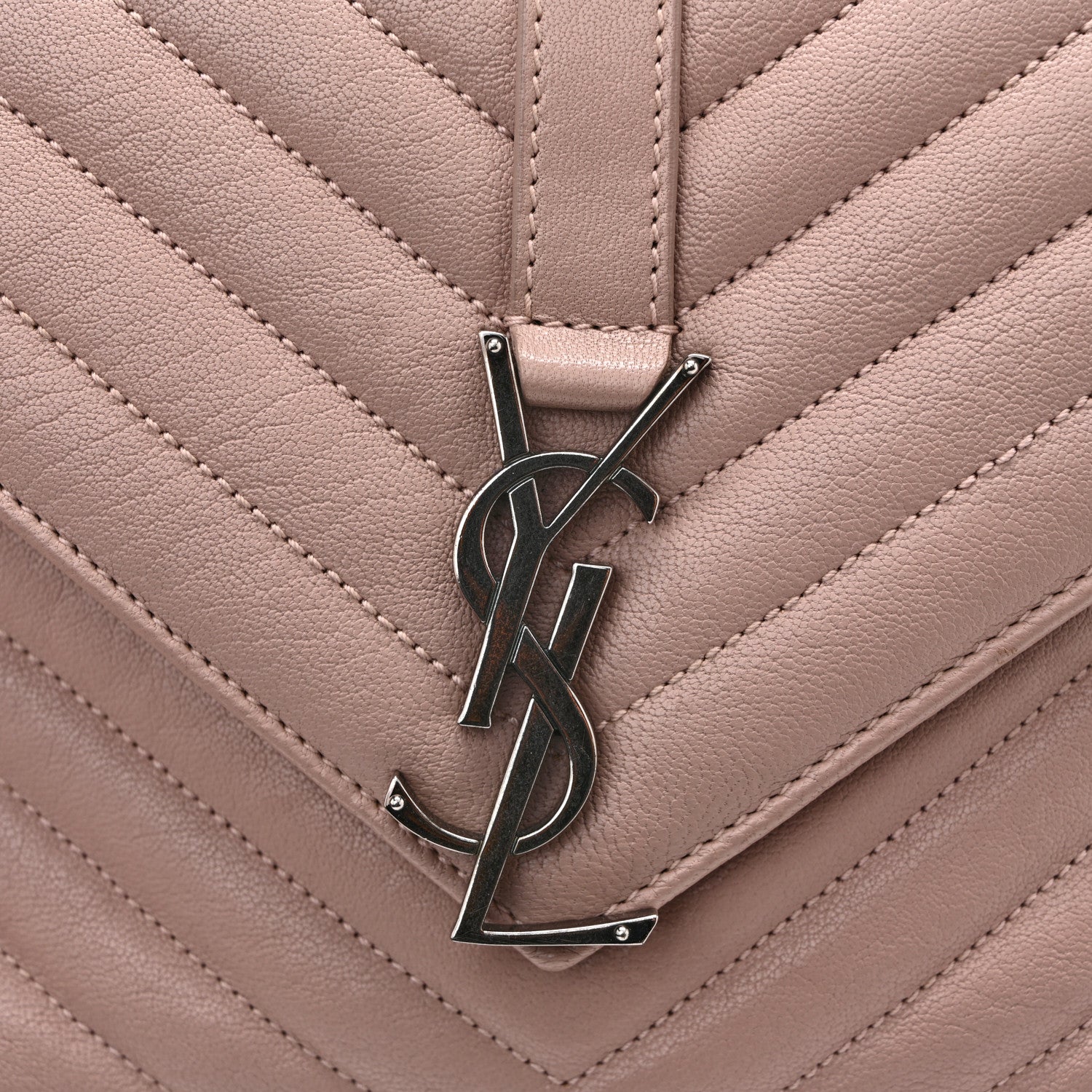 Saint Laurent Sheepskin Matelasse Chevron Monogram Medium College Bag Rose Poudre 13 of 13