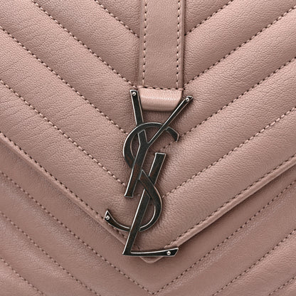 Saint Laurent Sheepskin Matelasse Chevron Monogram Medium College Bag Rose Poudre 13 of 13