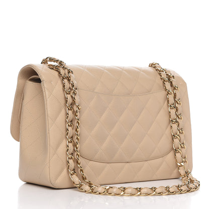 Chanel Caviar Quilted Jumbo Double Flap Beige Clair 3 of 15