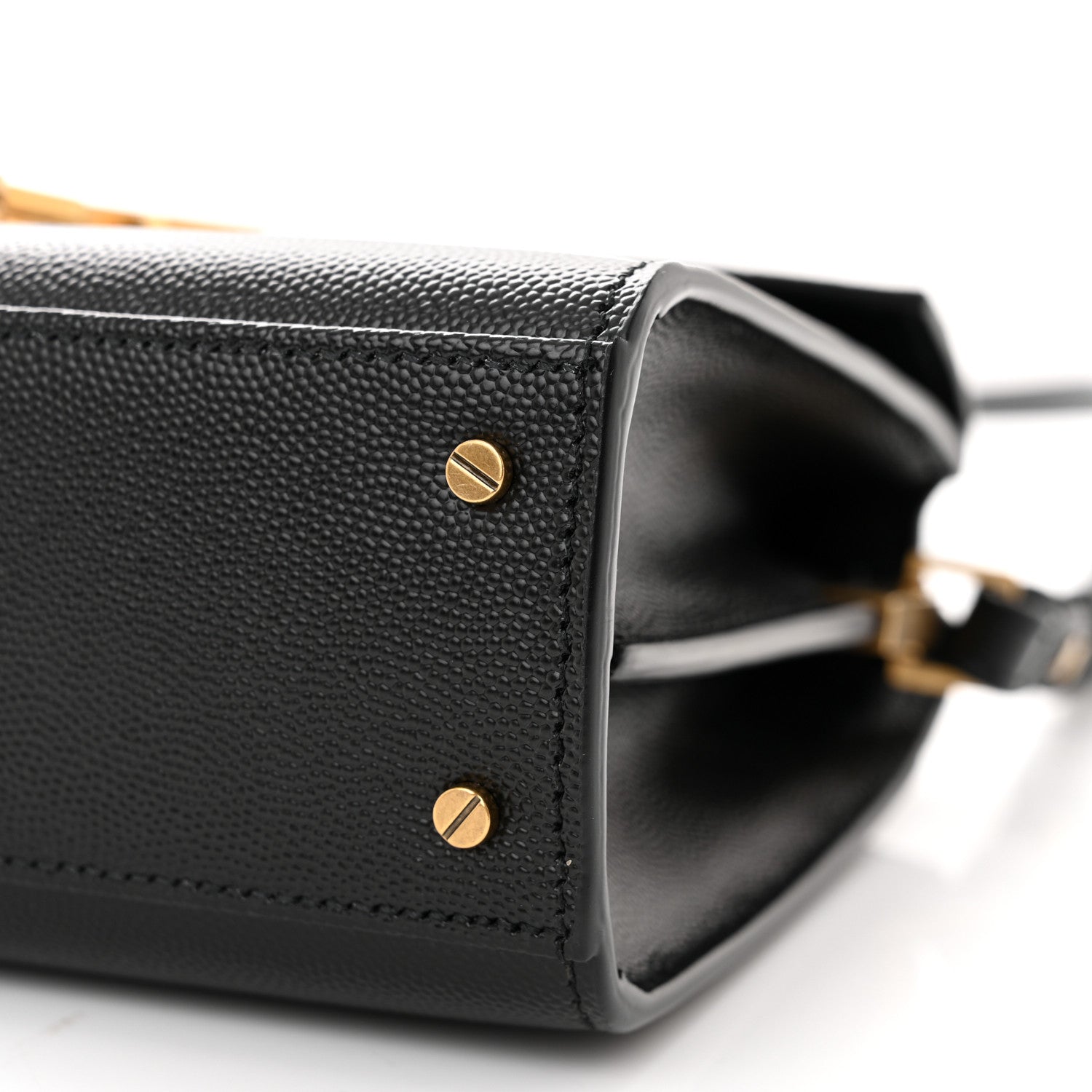 Saint Laurent Grain de Poudre Mini Classic Monogram Cassandra Top Handle Black 9 of 10